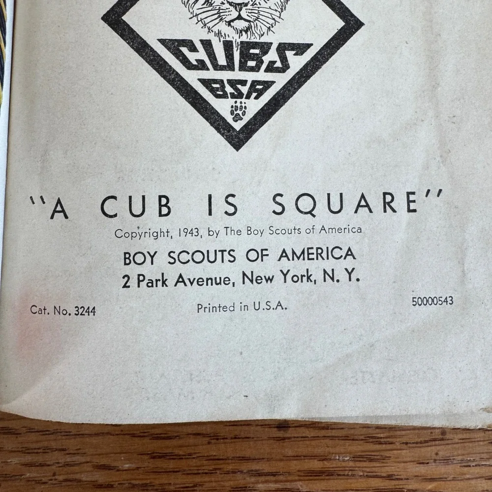 Vintage 1943 Boy Scouts of America Lion Cub Scout Handbook Cat No 3244 BSA Book